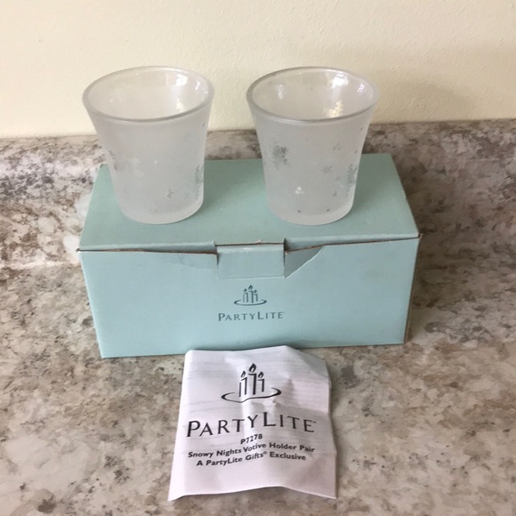 Partylite Snowy Nights Votive Holder Pair